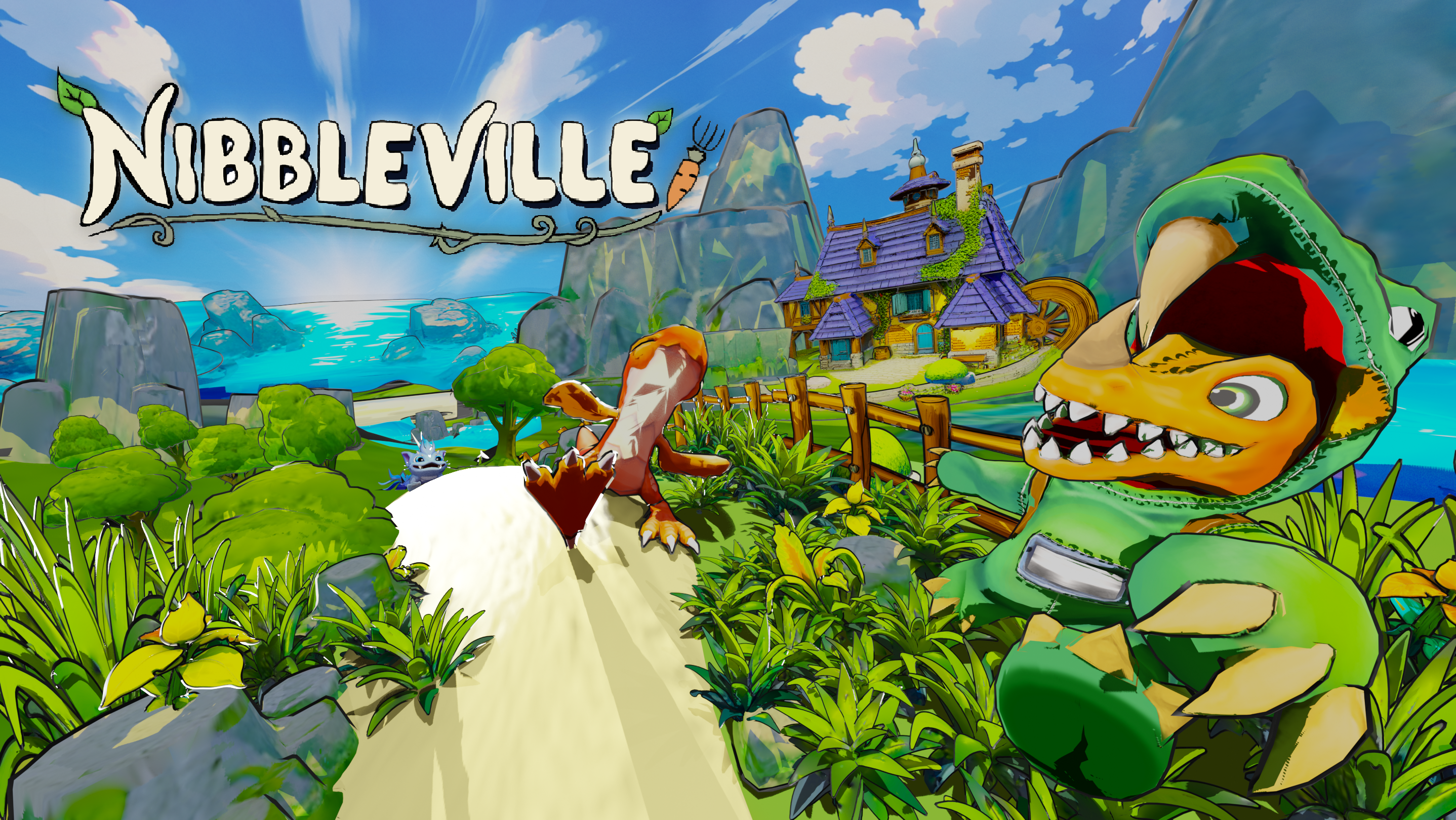 NibbleVille: the player and their Nibble companions on the island farm
